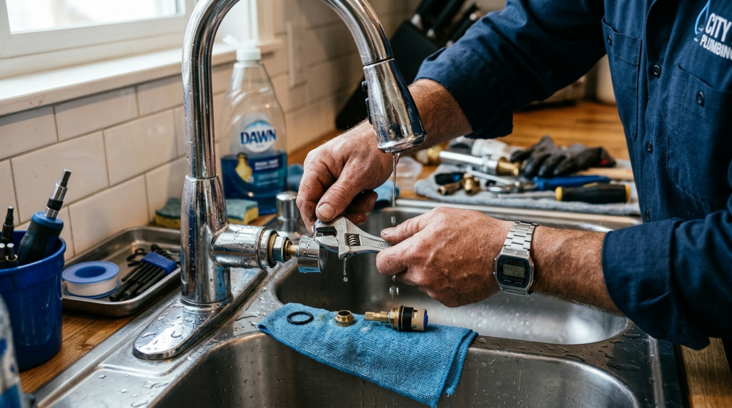 Pipe repair in Compton performed by a professional plumber fixing leaking residential plumbing lines